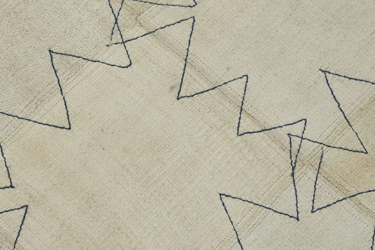 Kendir Çizgili Bej Kenevir İpinden El Dokuma Kilim-093x128 - Görsel 5