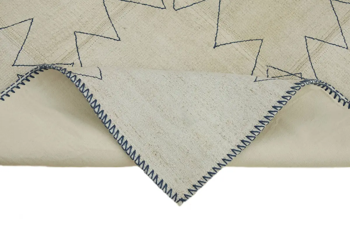 Kendir Çizgili Bej Kenevir İpinden El Dokuma Kilim-093x128 - Görsel 6