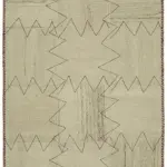 Kendir Çizgili Bej Kenevir İpinden El Dokuma Kilim-093x128