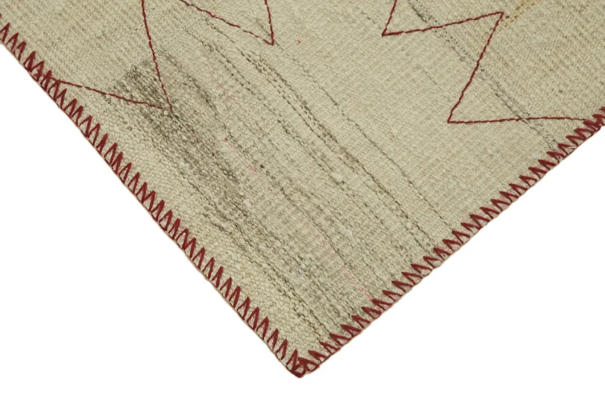 Kendir Çizgili Bej Kenevir İpinden El Dokuma Kilim-093x128 - Görsel 4