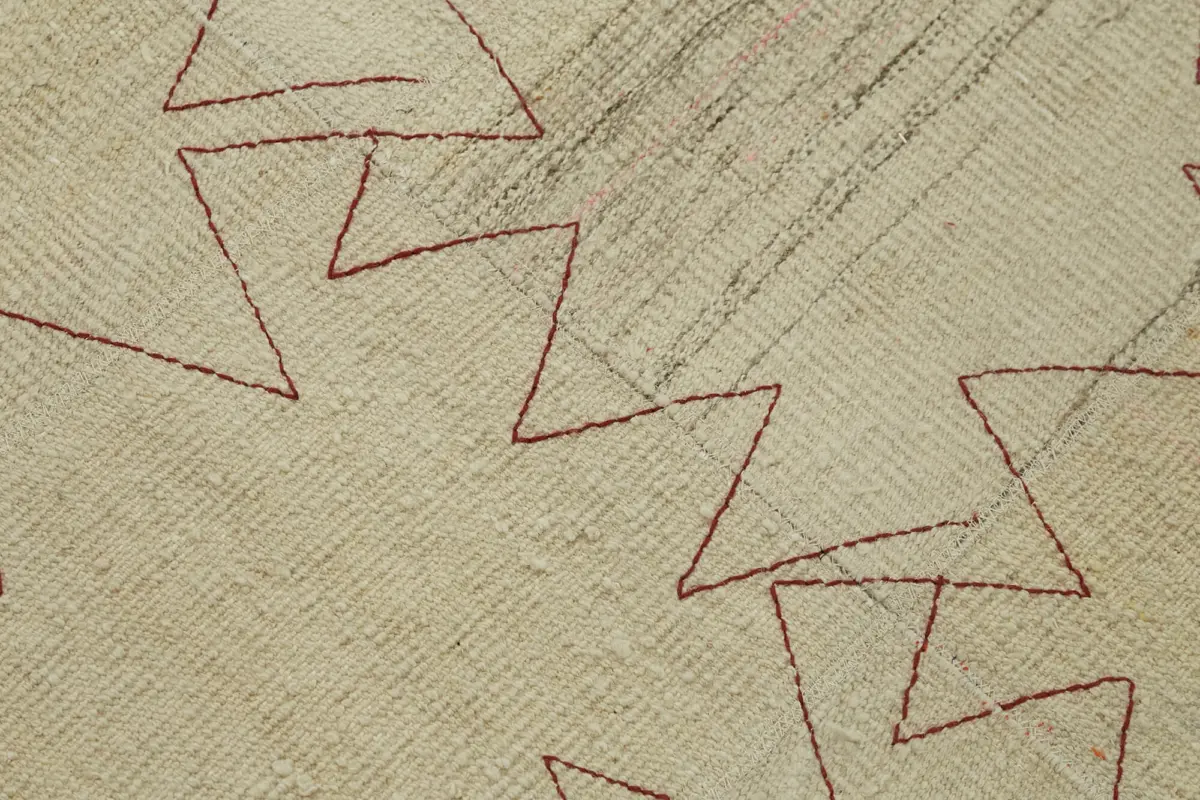 Kendir Çizgili Bej Kenevir İpinden El Dokuma Kilim-093x128 - Görsel 5