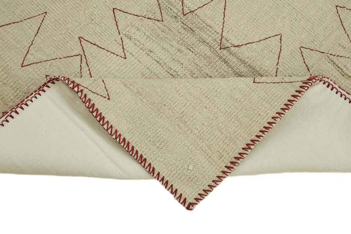 Kendir Çizgili Bej Kenevir İpinden El Dokuma Kilim-093x128 - Görsel 6