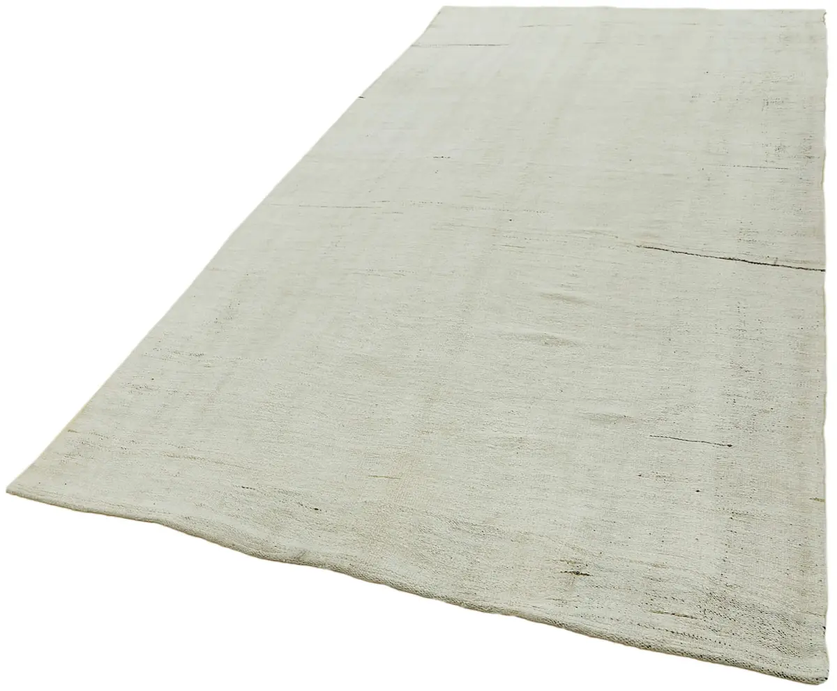 Kendir Çizgili Beyaz Kenevir İpinden El Dokuma Kilim-172x320 - Görsel 3