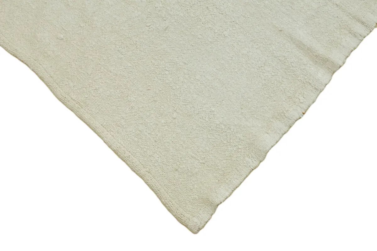 Kendir Çizgili Beyaz Kenevir İpinden El Dokuma Kilim-172x290 - Görsel 4