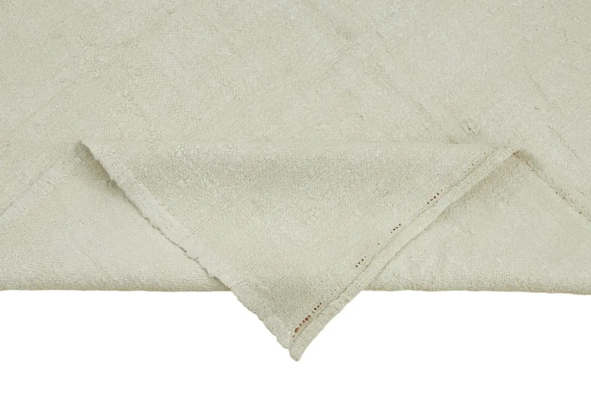 Kendir Çizgili Beyaz Kenevir İpinden El Dokuma Kilim-172x290 - Görsel 6