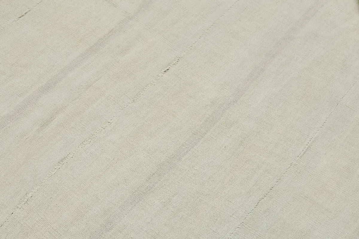 Kendir Çizgili Beyaz Kenevir İpinden El Dokuma Kilim-180x201 - Görsel 5