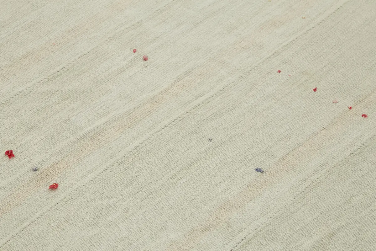 Kendir Çizgili Beyaz Kenevir İpinden El Dokuma Kilim-195x210 - Görsel 5