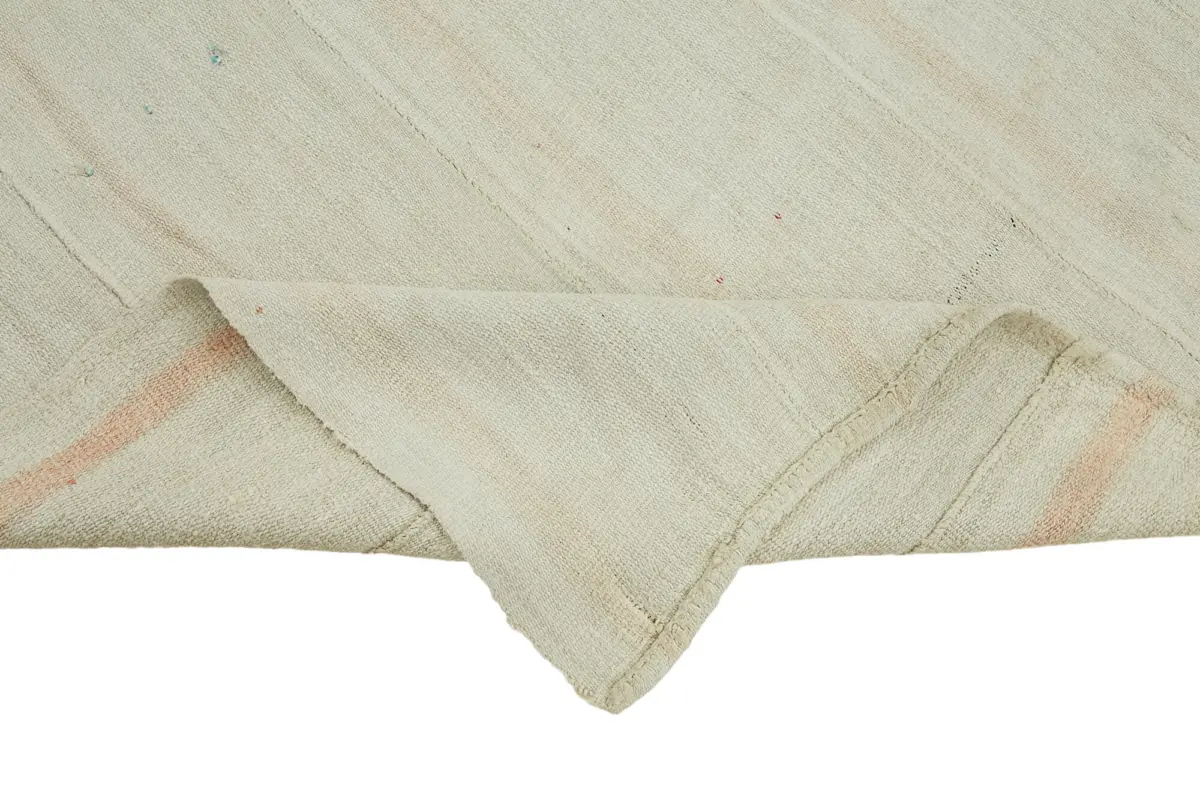 Kendir Çizgili Beyaz Kenevir İpinden El Dokuma Kilim-195x210 - Görsel 6