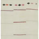 Kendir Çizgili Beyaz Kenevir İpinden El Dokuma Kilim-167x275