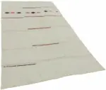 Kendir Çizgili Beyaz Kenevir İpinden El Dokuma Kilim-167x275 - Görsel 2