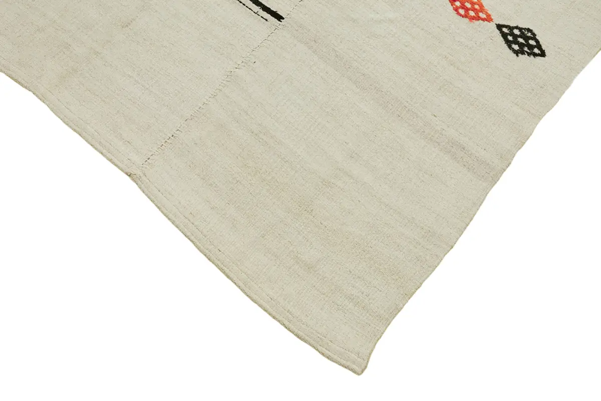 Kendir Çizgili Beyaz Kenevir İpinden El Dokuma Kilim-167x275 - Görsel 4