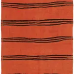 Kendir Çizgili Turuncu Kenevir İpinden El Dokuma Kilim-143x264