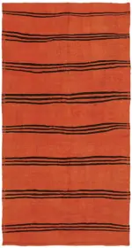 Kendir Çizgili Turuncu Kenevir İpinden El Dokuma Kilim-143x264