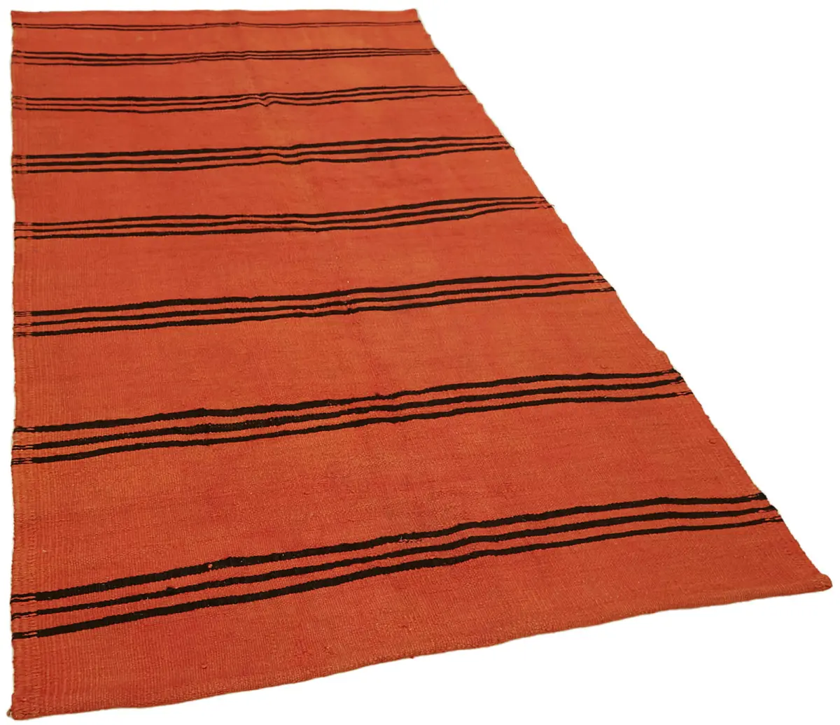 Kendir Çizgili Turuncu Kenevir İpinden El Dokuma Kilim-143x264 - Görsel 2