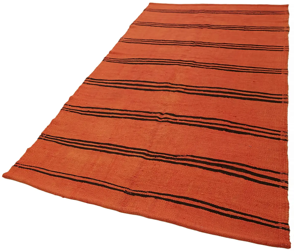 Kendir Çizgili Turuncu Kenevir İpinden El Dokuma Kilim-143x264 - Görsel 3