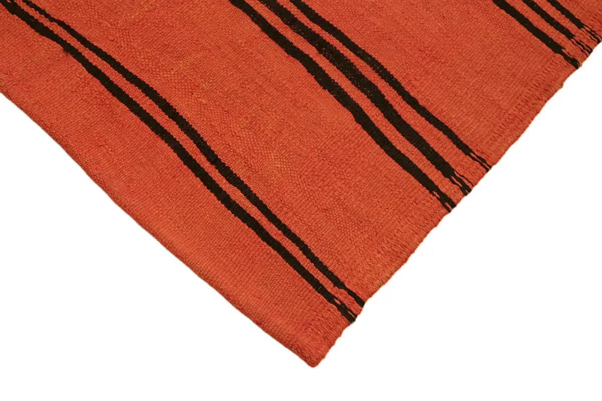 Kendir Çizgili Turuncu Kenevir İpinden El Dokuma Kilim-143x264 - Görsel 4