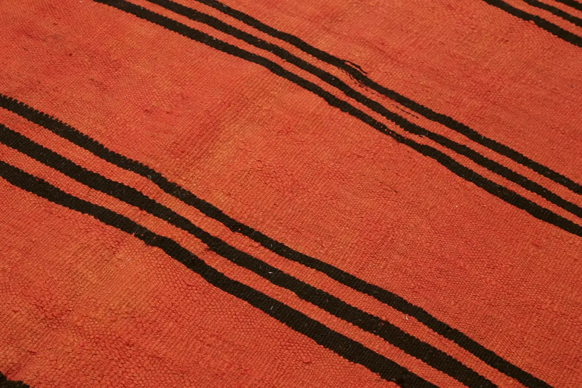 Kendir Çizgili Turuncu Kenevir İpinden El Dokuma Kilim-143x264 - Görsel 5