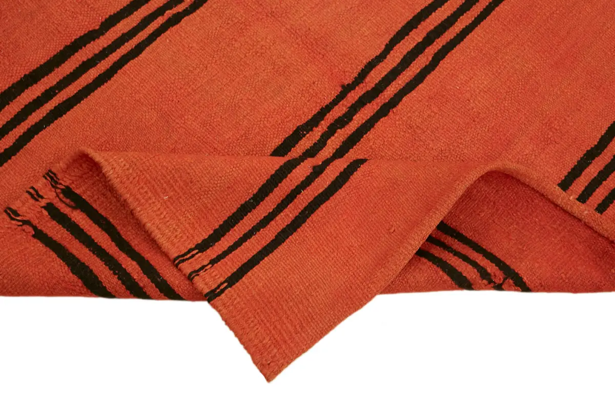 Kendir Çizgili Turuncu Kenevir İpinden El Dokuma Kilim-143x264 - Görsel 6