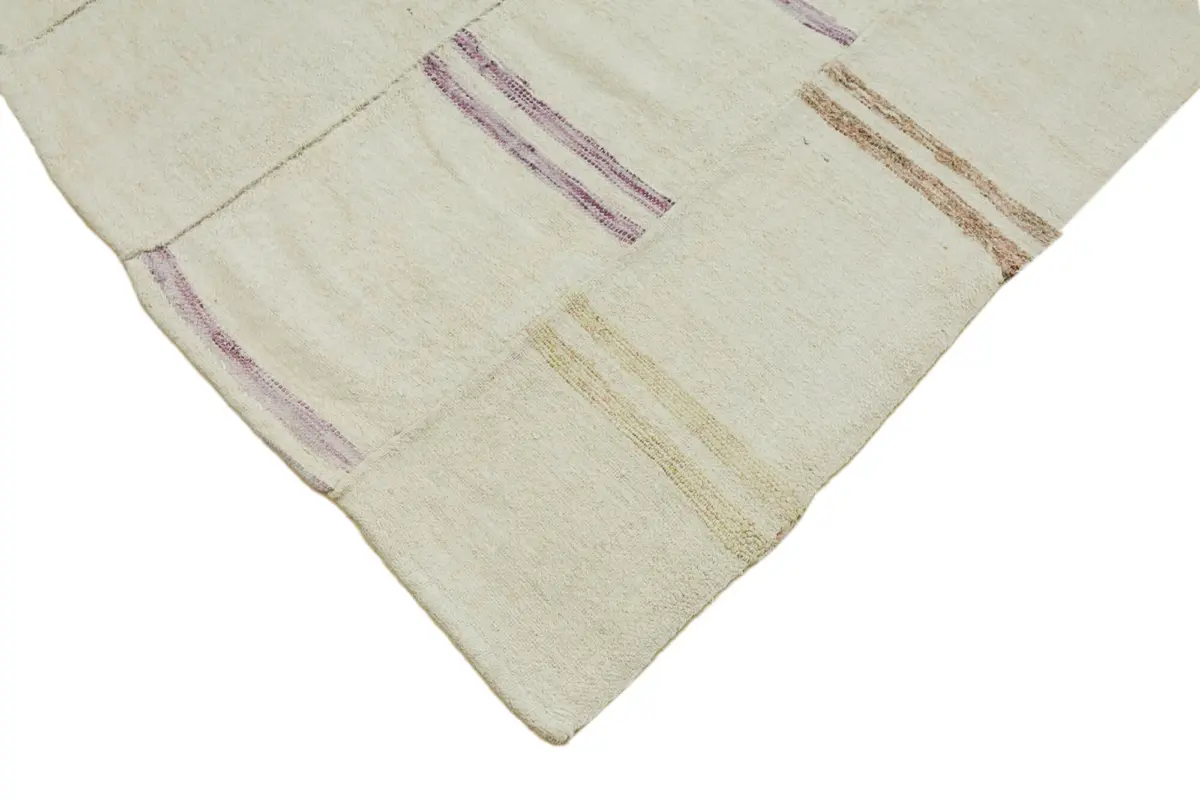 Kendir Çizgili Beyaz Kenevir İpinden El Dokuma Kilim-150x240 - Görsel 4
