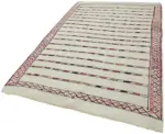 Kendir Çizgili Beyaz Kenevir İpinden El Dokuma Kilim-167x300 - Görsel 3