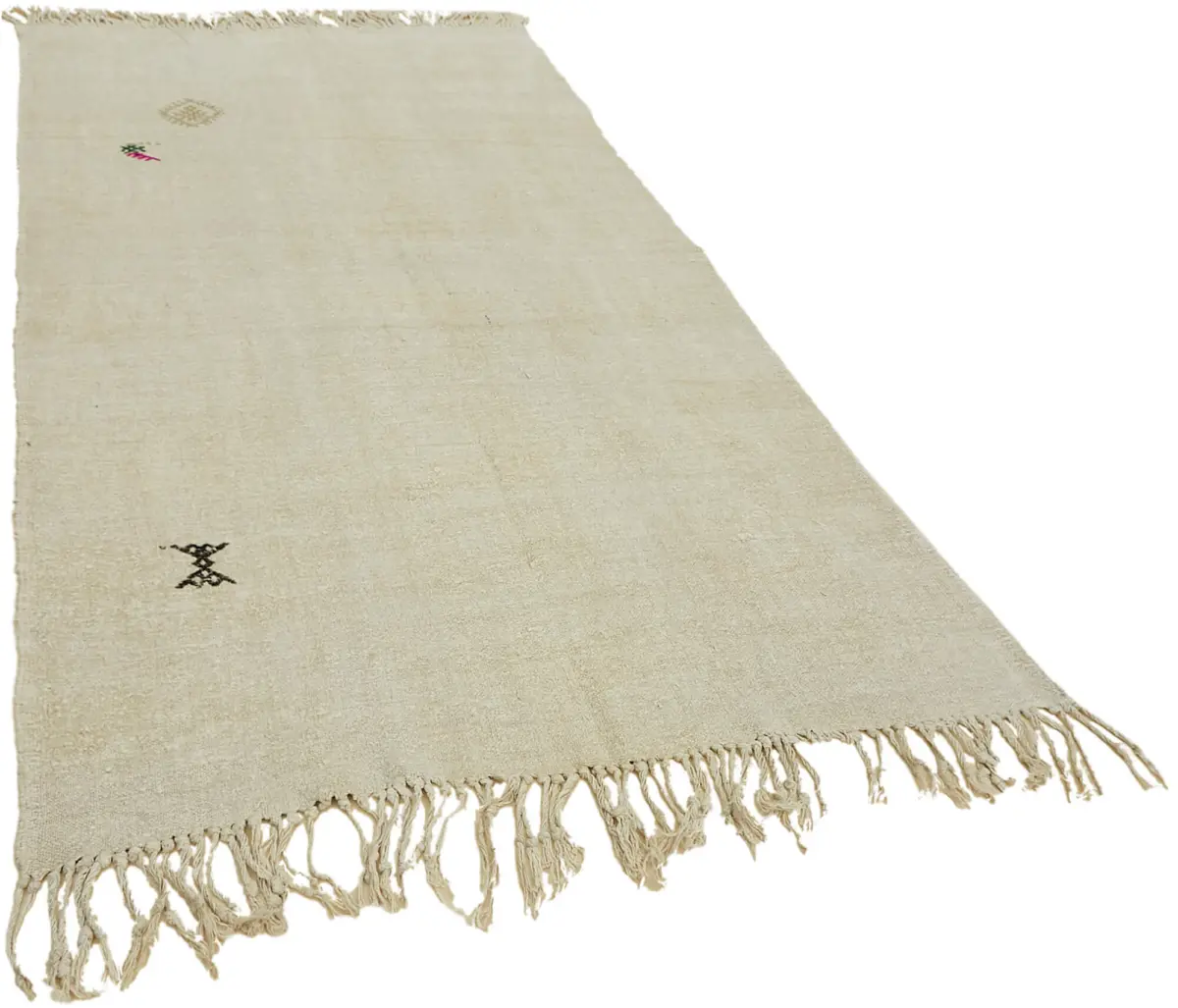 Kendir Çizgili Beyaz Kenevir İpinden El Dokuma Kilim-157x267 - Görsel 2