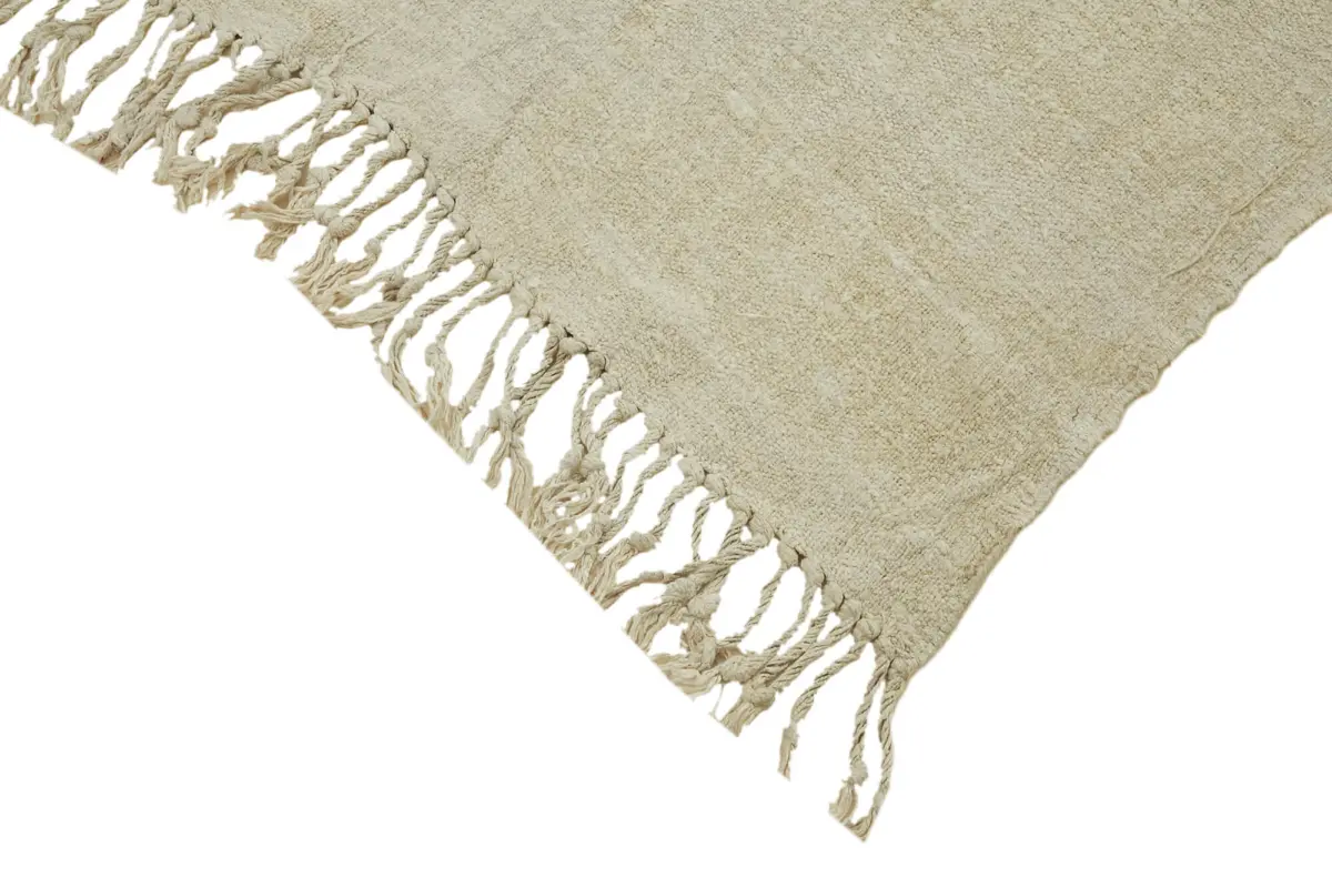Kendir Çizgili Beyaz Kenevir İpinden El Dokuma Kilim-157x267 - Görsel 4