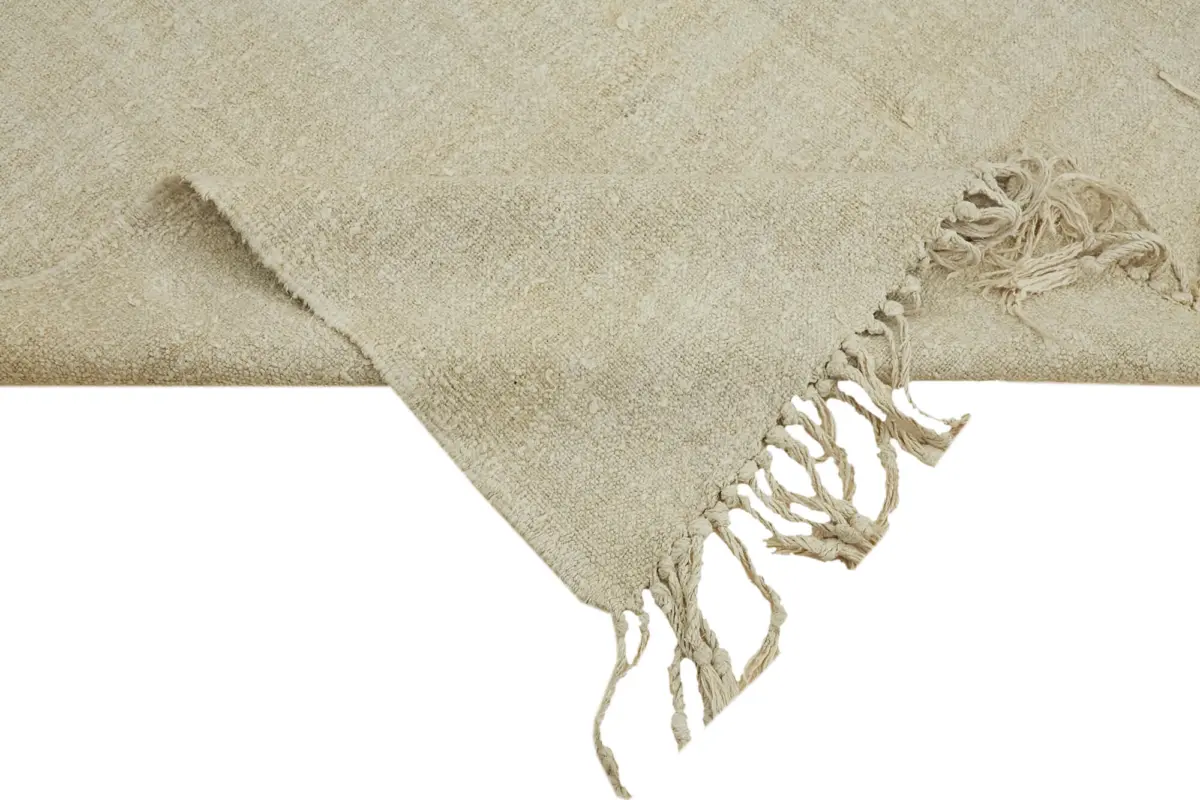 Kendir Çizgili Beyaz Kenevir İpinden El Dokuma Kilim-157x267 - Görsel 6