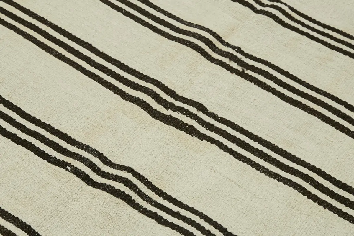 Kendir Çizgili Beyaz Kenevir İpinden El Dokuma Kilim-160x230 - Görsel 5