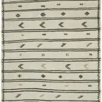 Kendir Çizgili Beyaz Kenevir İpinden El Dokuma Kilim-175x270