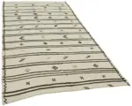 Kendir Çizgili Beyaz Kenevir İpinden El Dokuma Kilim-175x270 - Görsel 2