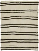 Kendir Çizgili Beyaz Kenevir İpinden El Dokuma Kilim-164x200