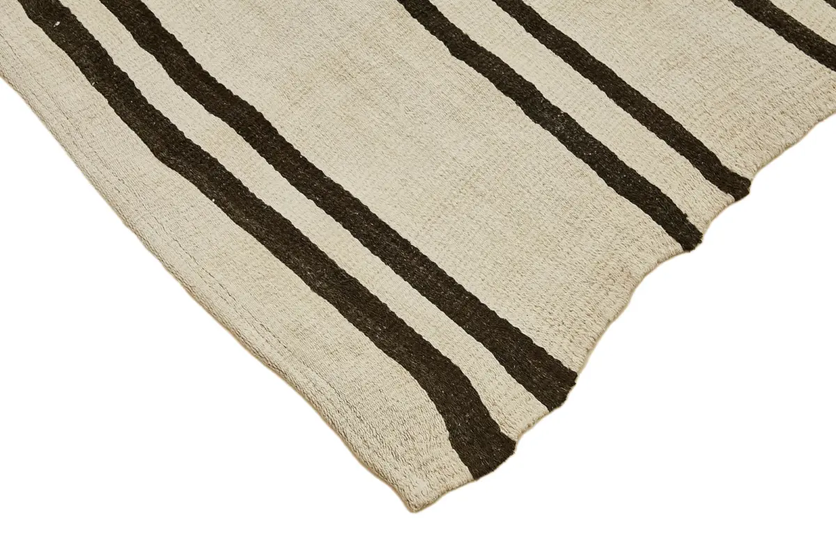 Kendir Çizgili Beyaz Kenevir İpinden El Dokuma Kilim-164x200 - Görsel 4