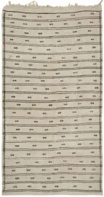 Kendir Çizgili Bej Kenevir İpinden El Dokuma Kilim-175x320