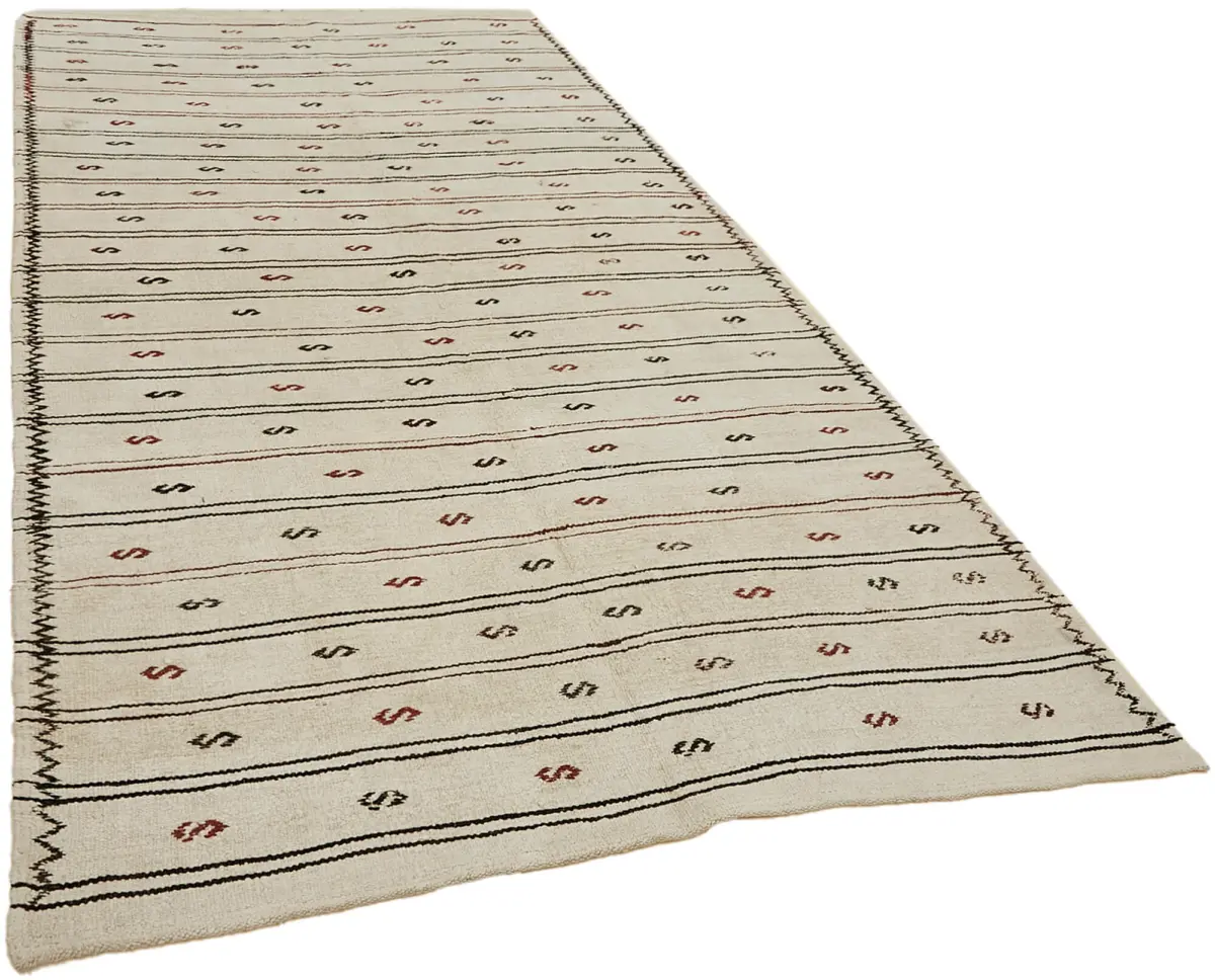 Kendir Çizgili Bej Kenevir İpinden El Dokuma Kilim-175x320 - Görsel 2