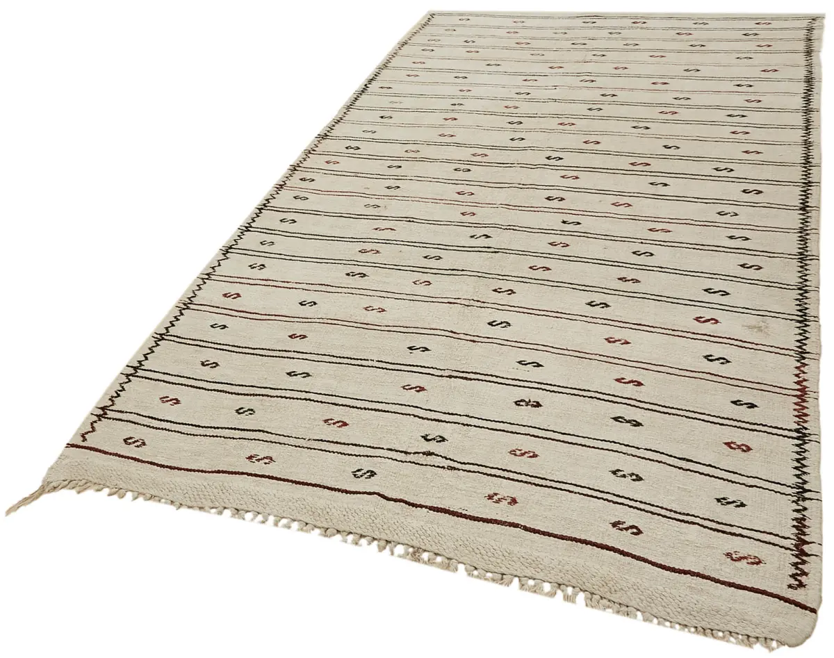 Kendir Çizgili Bej Kenevir İpinden El Dokuma Kilim-175x320 - Görsel 3