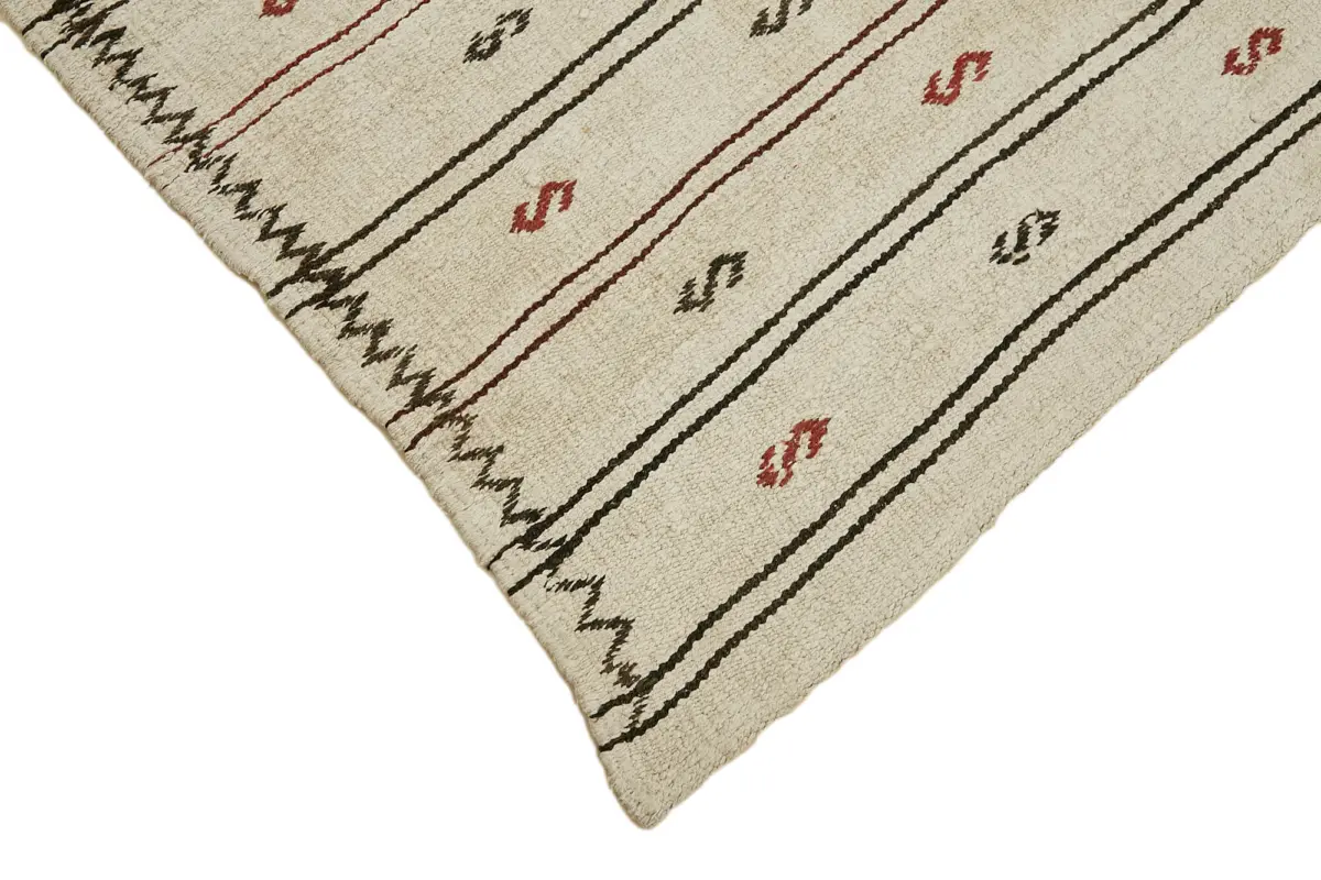 Kendir Çizgili Bej Kenevir İpinden El Dokuma Kilim-175x320 - Görsel 4