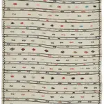 Kendir Çizgili Beyaz Kenevir İpinden El Dokuma Kilim-164x326