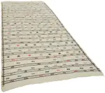 Kendir Çizgili Beyaz Kenevir İpinden El Dokuma Kilim-164x326 - Görsel 2