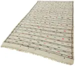 Kendir Çizgili Beyaz Kenevir İpinden El Dokuma Kilim-164x326 - Görsel 3