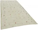 Kendir Çizgili Beyaz Kenevir İpinden El Dokuma Kilim-176x335 - Görsel 2