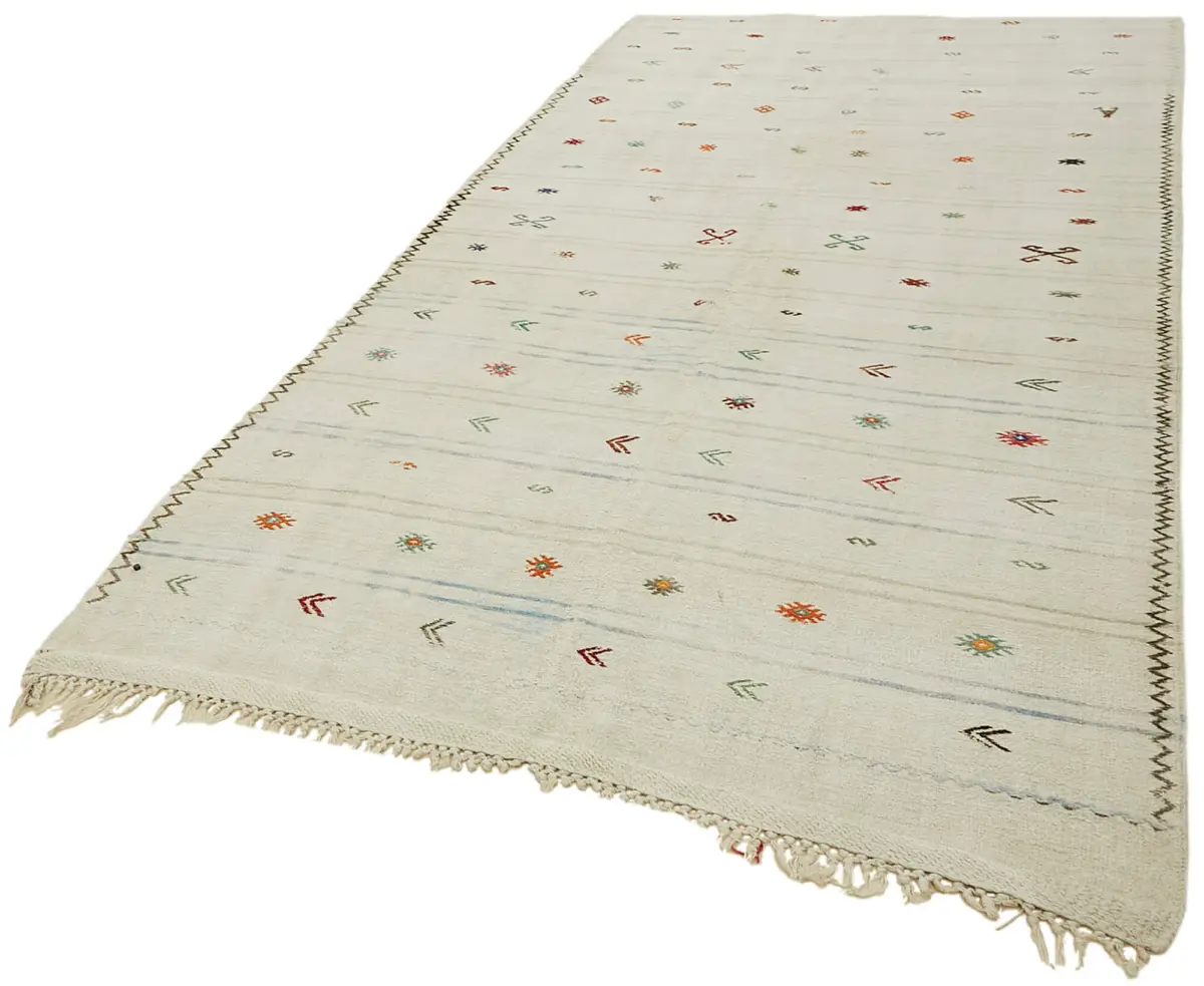 Kendir Çizgili Beyaz Kenevir İpinden El Dokuma Kilim-176x335 - Görsel 3