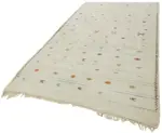 Kendir Çizgili Beyaz Kenevir İpinden El Dokuma Kilim-176x335 - Görsel 3