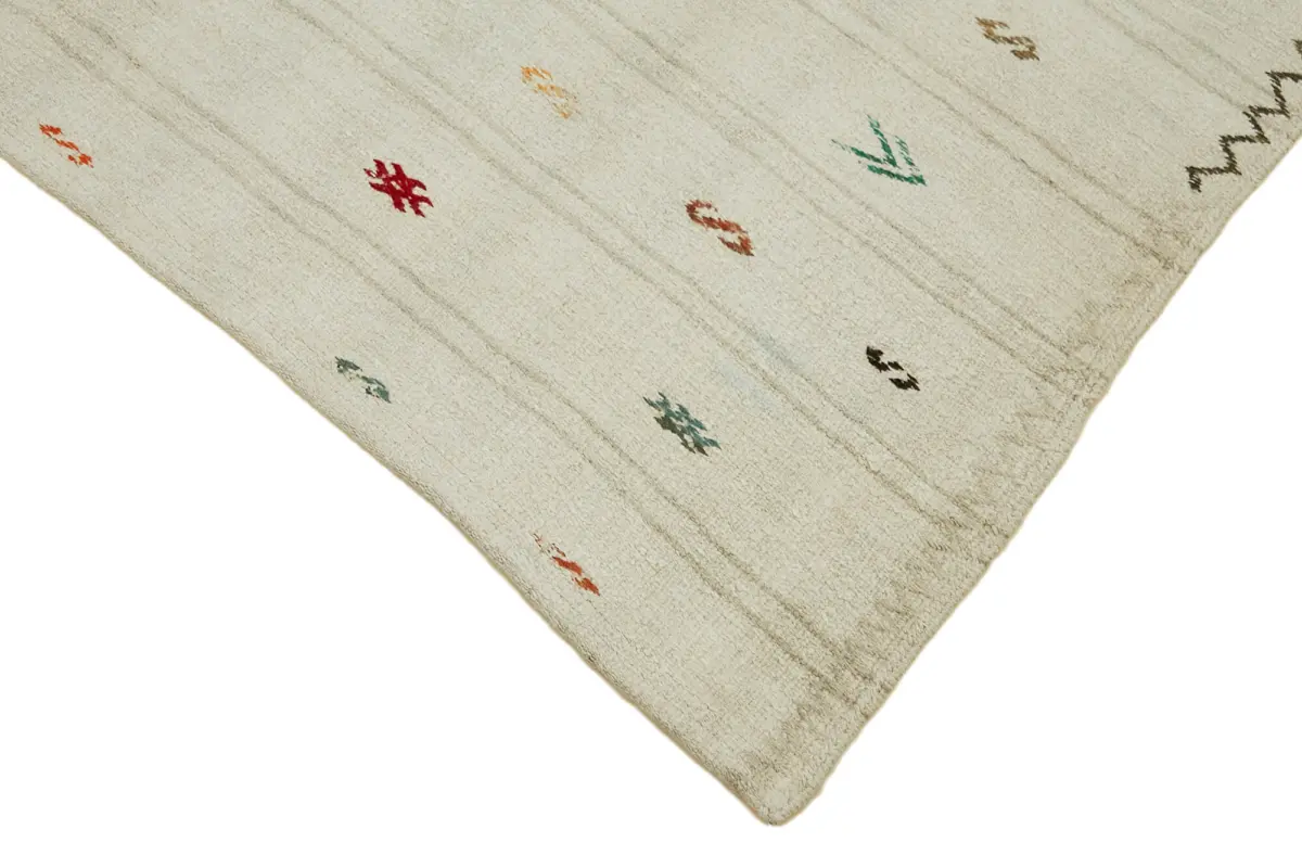 Kendir Çizgili Beyaz Kenevir İpinden El Dokuma Kilim-176x335 - Görsel 4