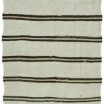 Kendir Çizgili Beyaz Kenevir İpinden El Dokuma Kilim-160x316