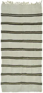 Kendir Çizgili Beyaz Kenevir İpinden El Dokuma Kilim-160x316