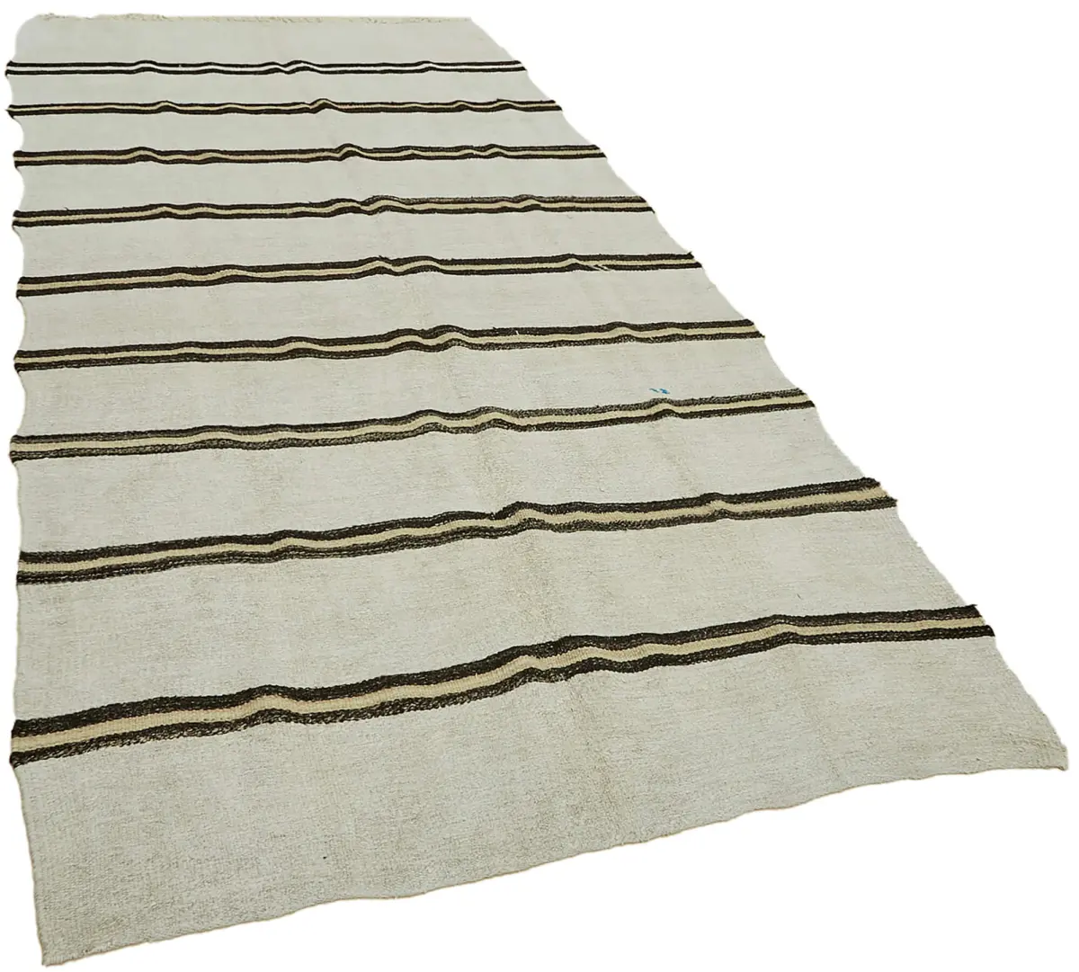 Kendir Çizgili Beyaz Kenevir İpinden El Dokuma Kilim-160x316 - Görsel 2