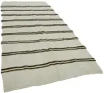 Kendir Çizgili Beyaz Kenevir İpinden El Dokuma Kilim-160x316 - Görsel 2