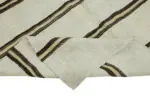 Kendir Çizgili Beyaz Kenevir İpinden El Dokuma Kilim-160x316 - Görsel 6