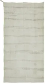 Kendir Çizgili Beyaz Kenevir İpinden El Dokuma Kilim-170x335