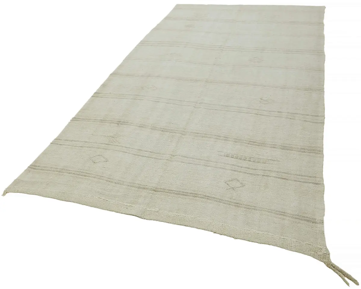 Kendir Çizgili Beyaz Kenevir İpinden El Dokuma Kilim-170x335 - Görsel 3